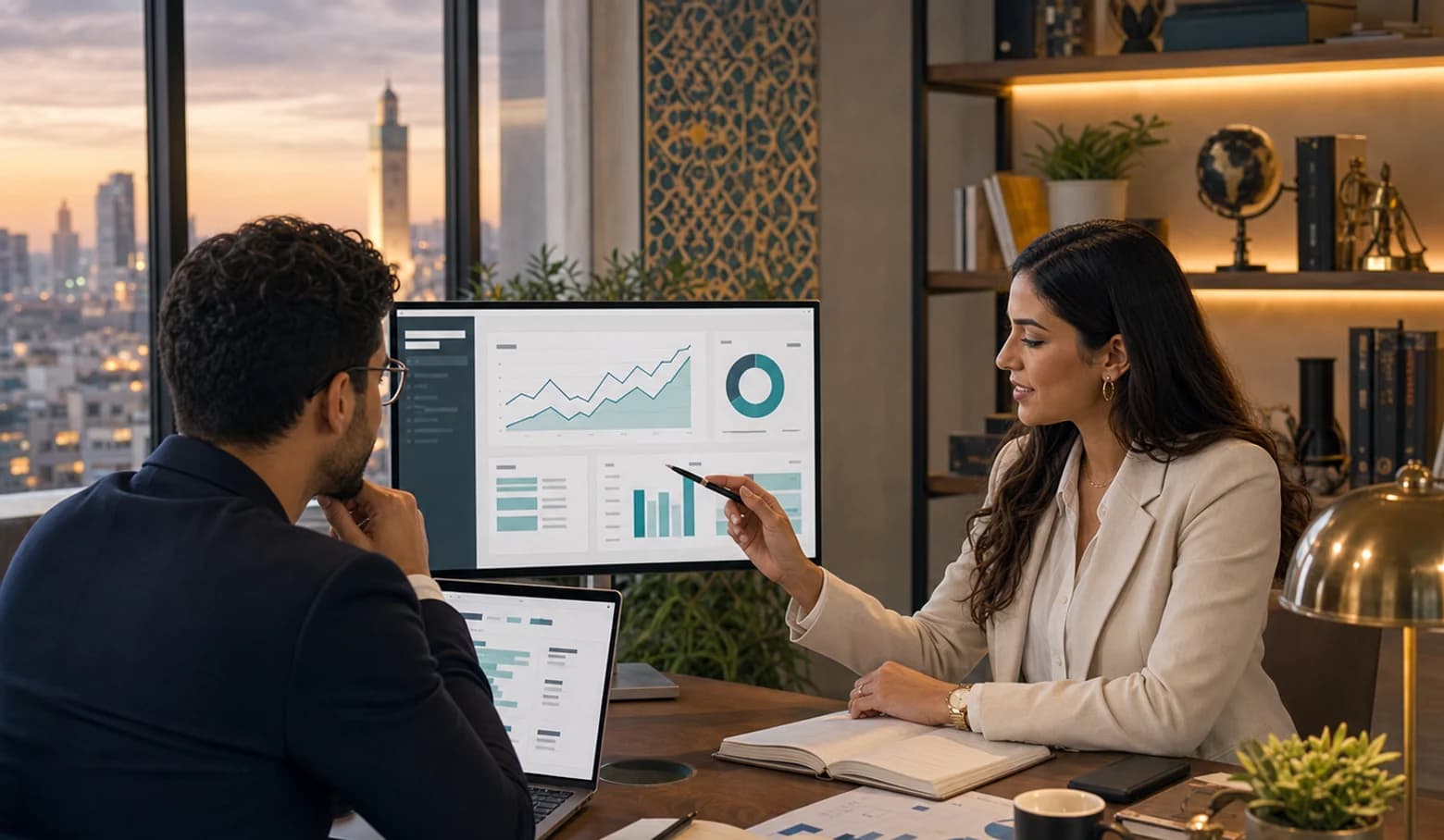 Dashboard SEO avec graphiques de croissance organique